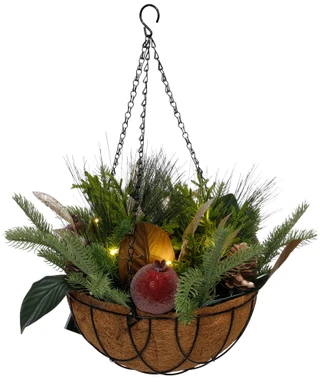 Thumbnail 1: Magical Season 12x14 LED Christmas Hanging Plant with Pomegranates 