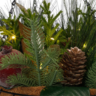 Thumbnail 2: Magical Season 12x14 LED Christmas Hanging Plant with Pomegranates 