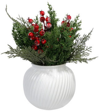 Thumbnail 1: Magical Season 12 In Berry Pine Christmas Arrangement in Ceramic Pot 