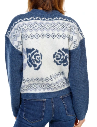 Thumbnail 2: Lucky Brand Women's Zip Up Bomber Sweater with Roses 