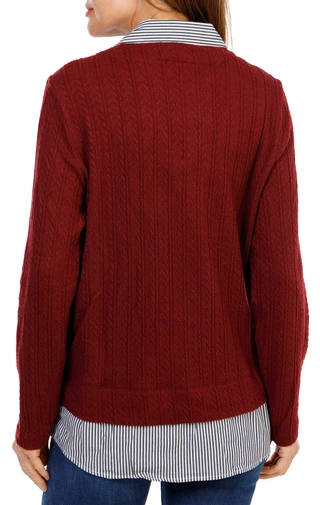 Thumbnail 2: Zac & Rachel Women's Layered Cabled Knit Cardigan Top 