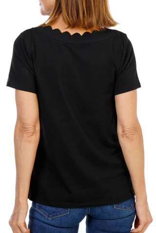 Thumbnail 2: ANNE KLEIN Women's Short Sleeve Scallop Neck Top 