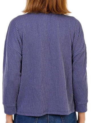 Thumbnail 2: Set The Stage Women's 3/4 Sleeve Button Hem Stretchy Rib Top 