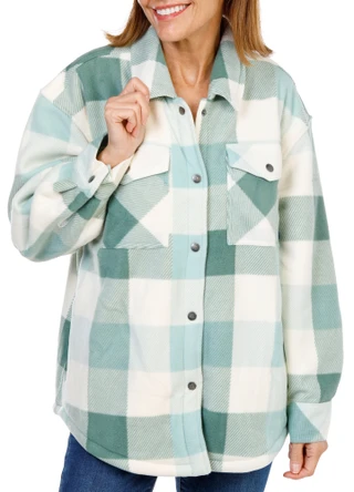 Thumbnail 1: Salt Life Women's Microfleece Sherpa 4 Pocket Snap Up Shacket 