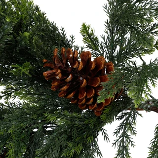 Thumbnail 2: Magical Season 36 in Real Touch Half Moon Christmas Garland with Pinecones 