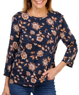 Thumbnail 1: Rafaella Women's Printed 3/4 Sleeve Top 
