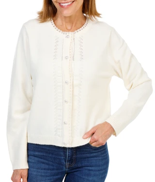 Thumbnail 1: Nanette Lepore Women's Scalloped Trim Pearl Button Cardigan  