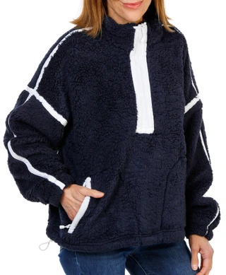 Thumbnail 1: HARMONY & BALANCE Women's Full-Zip Long Sleeve Sherpa Jacket 