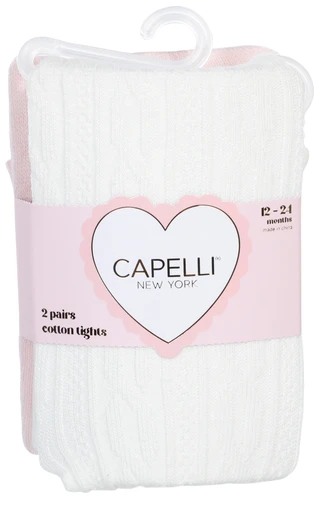 Thumbnail 1: Capelli New York Baby Girls 2 Pk Cotton Tights 
