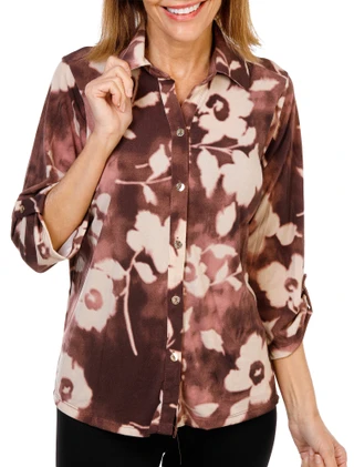 Thumbnail 1: Fair Haven Women's 3/4 Sleeve Split Neck Button Front Top 