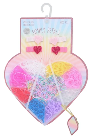 Thumbnail 1: Simply Petals 1000 Pc Heart Clip & Hair Elastic Set 