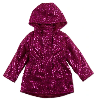 Thumbnail 1: Penelope Mack Girls Metallic Heart Print Puffer Jacket  