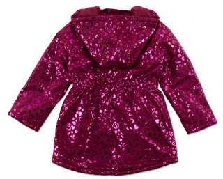Thumbnail 2: Penelope Mack Girls Metallic Heart Print Puffer Jacket  