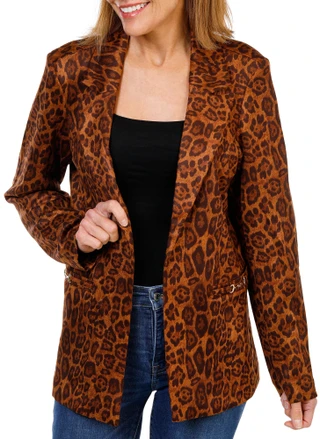 Thumbnail 1: Zac & Rachel Women's Open Blazer with Gold Accents 