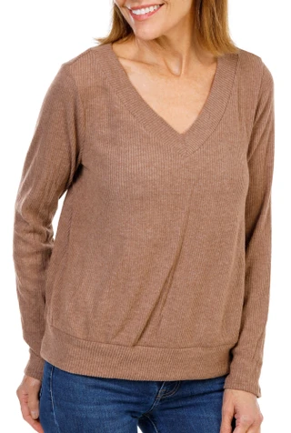 Thumbnail 1: Parallel Skies Women's Ribbed V-Neck Super Soft Pullover Sweater 