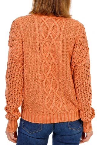 Thumbnail 2: Another Love  Women's V-Neck Open Cable Knit Pullover Sweater 
