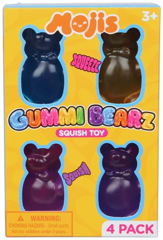 Thumbnail 1: Mojis 4 Pk Gummi Bearz Squish Toys 