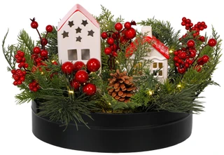 Thumbnail 1: Magical Season 14x10 LED Christmas Mix Centerpiece with Ceramic Houses 