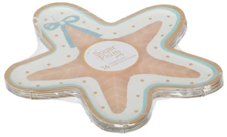 Thumbnail 2: SOPHISTIPLATE 16 Pk Coastal Christmas Starfish Die Cut Party Plates 