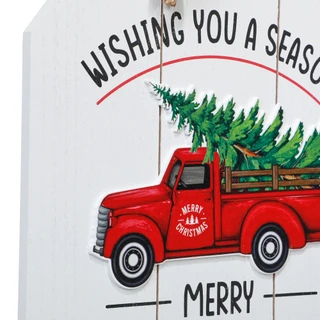 Thumbnail 2: 12x16 Wood Merry Christmas Truck & Tree Door/Wall Hanger 