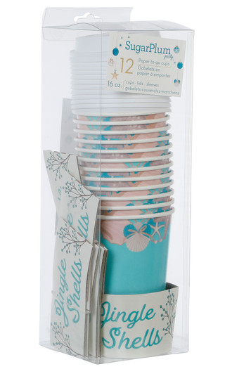 Thumbnail 1: SOPHISTIPLATE 12 Pk Christmas Jingle Shells 16 oz Paper To-Go Cups 