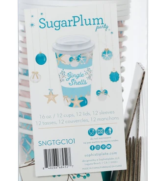 Thumbnail 2: SOPHISTIPLATE 12 Pk Christmas Jingle Shells 16 oz Paper To-Go Cups 