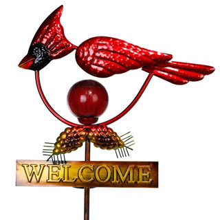 Thumbnail 2: SUNSET VISTA DESIGNS 42 In Solar Cardinal Welcome Garden Stake 