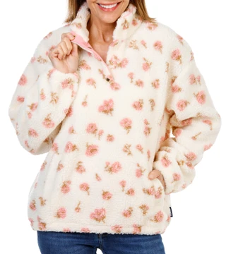 Thumbnail 1: Lands End Women's Cozy 1/4 Snap Neck Sherpa Top 