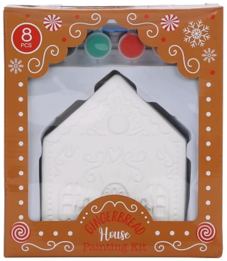 Thumbnail 1: Deejay Home Designs 8 Pc Christmas Gingerbread House Painting Kit 