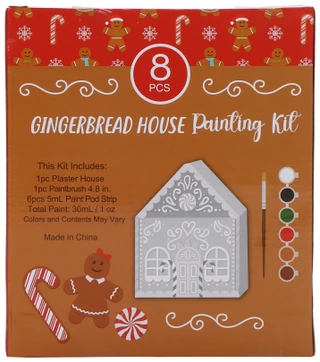 Thumbnail 2: Deejay Home Designs 8 Pc Christmas Gingerbread House Painting Kit 