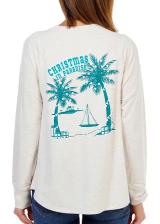Thumbnail 1: REEL LEGENDS Women's Long Sleeve Christmas In Paradise French Terry Top  