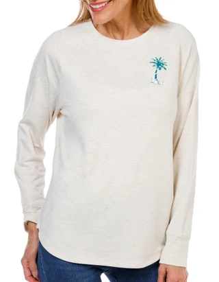 Thumbnail 3: REEL LEGENDS Women's Long Sleeve Christmas In Paradise French Terry Top  