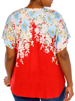 Thumbnail 3: Status by Chenault Plus Short Sleeve Tie Front Top 