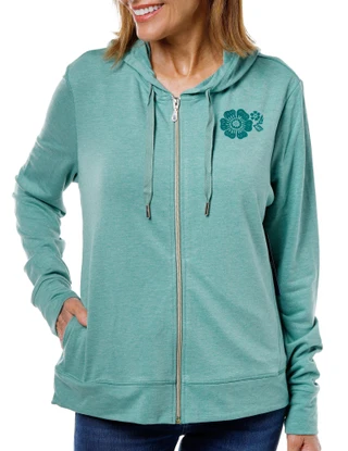 Thumbnail 2: REEL LEGENDS Junior's Boho Terry Full Zip Hoodie 