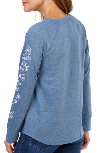 Thumbnail 2: REEL LEGENDS Junior's Long Flower Sleeve Terry Tee 