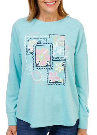 Thumbnail 1: REEL LEGENDS Junior's Long Sleeve Tropical Passport Terry Tee 