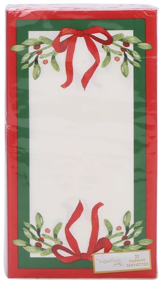 Thumbnail 1: Sugar Plum Party 32 Pk 4.25x8 3-Ply Cozy Christmas Party Paper Napkins  