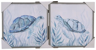 Thumbnail 1: Tava Studios  16x16 2 Pc Sea Turtle Framed Wall Decor Set 