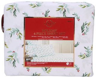 Thumbnail 3: Lenox Scallop Holly Holiday Sheet Set 