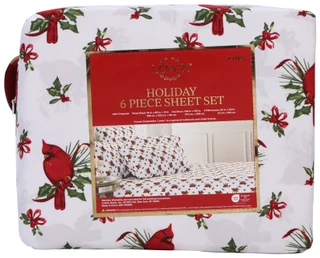 Thumbnail 2: Lenox Winter Greetings Cardinal Holiday Sheet Set - 6 Piece 