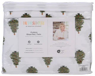 Thumbnail 3: Martha Stewart Sugarplum Trees Holiday Sheet Set 