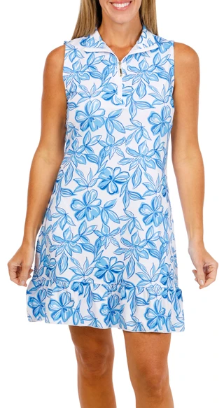 Thumbnail 1: CABANA LIFE Women's Water Floral Quarter Zip Dress 