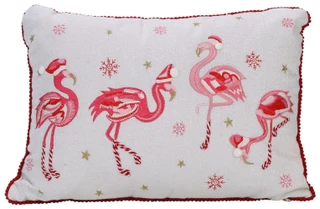 Thumbnail 1: VISTA HOME FASHIONS 14X20 Sparkling Christmas Flamingo Throw Pillow 