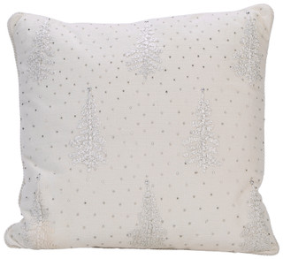 Thumbnail 1: VISTA HOME FASHIONS 22x22 Silver Beaded Christmas Tree Throw Pillow 