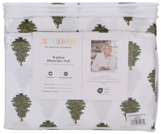 Thumbnail 3: Martha Stewart Full 6 Pc Sugarplum Christmas Tree Sheet Set 