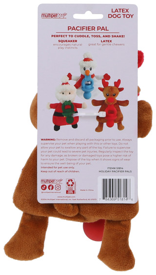 Thumbnail 2: Multipet Christmas Santa Pacifier Pals Dog Toy 
