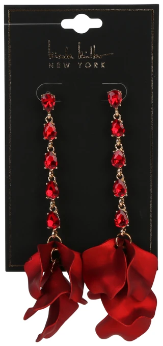 Thumbnail 1: Nicole Miller Women's Red Rose Petal Drop Earrings 