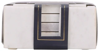 Thumbnail 2: Maavari Home 4 Pk Natural Marble Coasters with Stone Caddy Set 