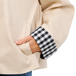 Thumbnail 2: Bagatelle Women's Gingham Collar Crop Trench Coat 