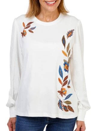Thumbnail 1: DW Women's Embroidered Long Sleeve Top 